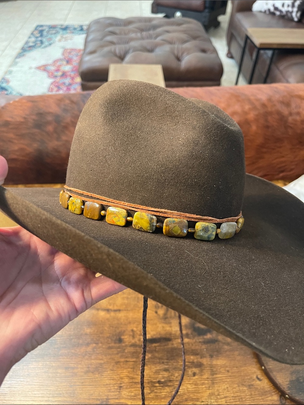 Handmade “jasper” Stone Earrings and Hatband Set - Picture 3 of 9